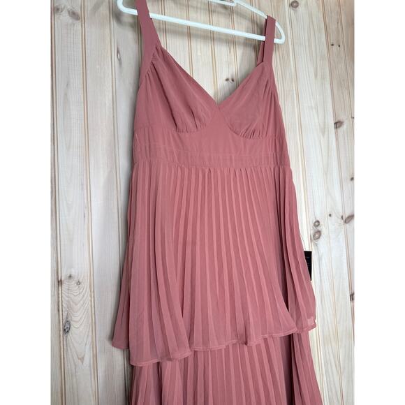 NWT Lulus Luxe Perfection Rusty Rose Pleated Tiered Backless Maxi Dress Sz XXL - Picture 4 of 9